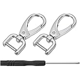 uxcell 2Pcs Swivel Clasps Hook, 12mm(0.5 Inch) D Ring Detachable Snap Hook Metal Lobster Claw Clasp Hook with Screwdriver for Purse Keychain DIY Craft, Silver