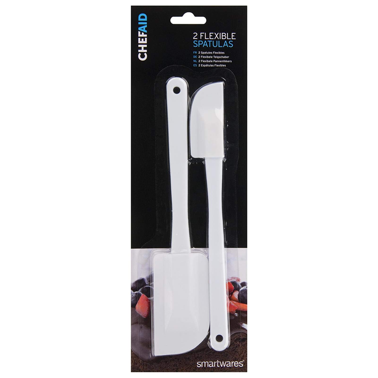Chef Aid Kitchen Spatulas, Pack of 2 White Flexible Spatulas Ideal for Home Baking and Food Preparation, Heat Resistance to high tempertures, BPA Free and Dishwasher Safe
