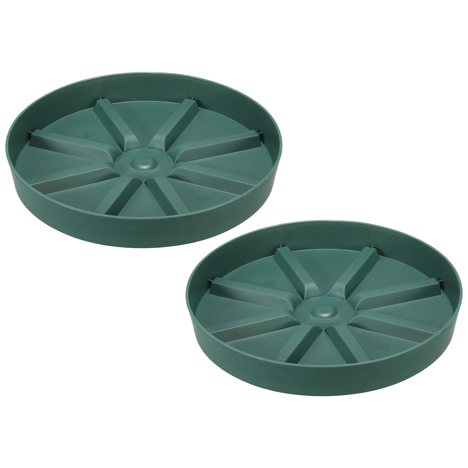 PATIKIL 9 Inch Plant Saucers Tray, 2Pcs Durable Plastic Round Flower Pot Drip Tray Thicker Anti-Rot Root for Indoors Outdoors Home Garden, Green