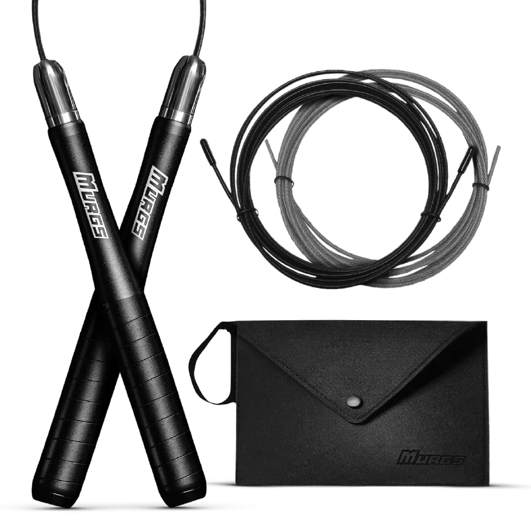 Murgs Skipping Ropes for Adults | 10ft Skipping Rope - Adjustable Jump Rope with 2.5mm Cable | Skipping Rope for Kids & Adults | Jumping Rope with Ball Bearing Aluminium Handles | Boxing Skipping Rope