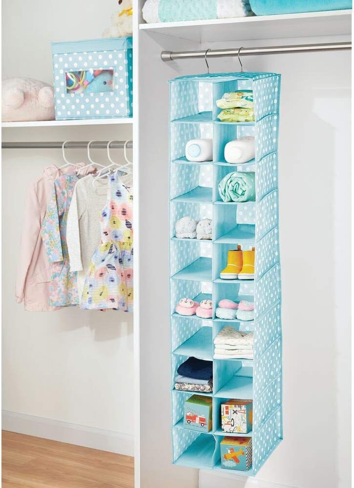 mDesign Hanging Storage Pockets — Large Hanging Nursery Organiser with 20 Compartments — Ideal