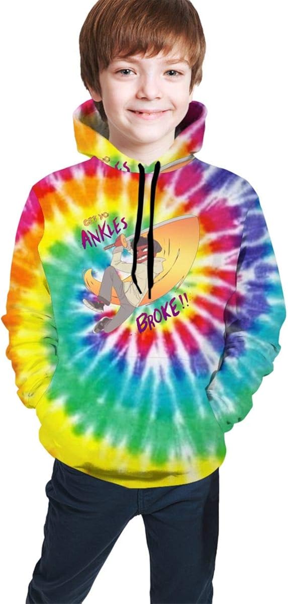 CoryxKenshin Rainbow Tie Dye Boys'and Girls' Teen Hooded