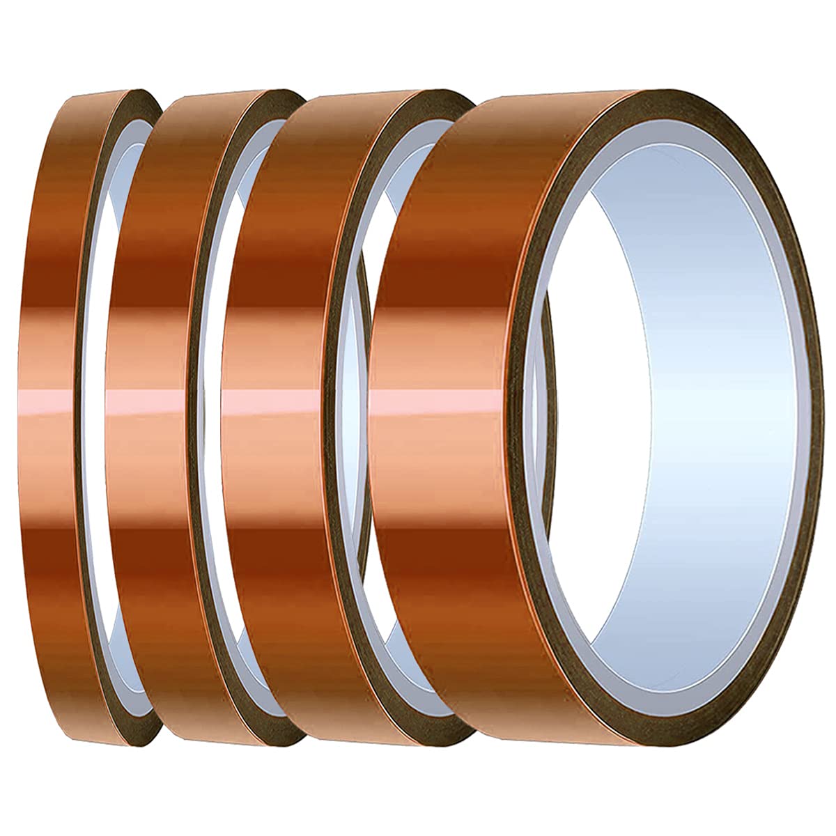 Youmile 4 Rolls High Temp Tape Polyimide Heat Resistant Tape 4 Size 1/8", 1/4", 1/2", 1" x 33m(108ft) Thermal Tape High Temperature Tape for Masking, Soldering, Heat Transfer — image 1
