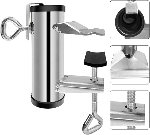 Amazon Com Lisade Portable Patio Umbrella Mount Cast Iron Umbrella Stand Outdoor Base Umbrella Holder Clip Outdoor Patio Umbrella Holder Clamp Attach To Courtyard Balcony Railing Bench Buddy Home Kitchen
