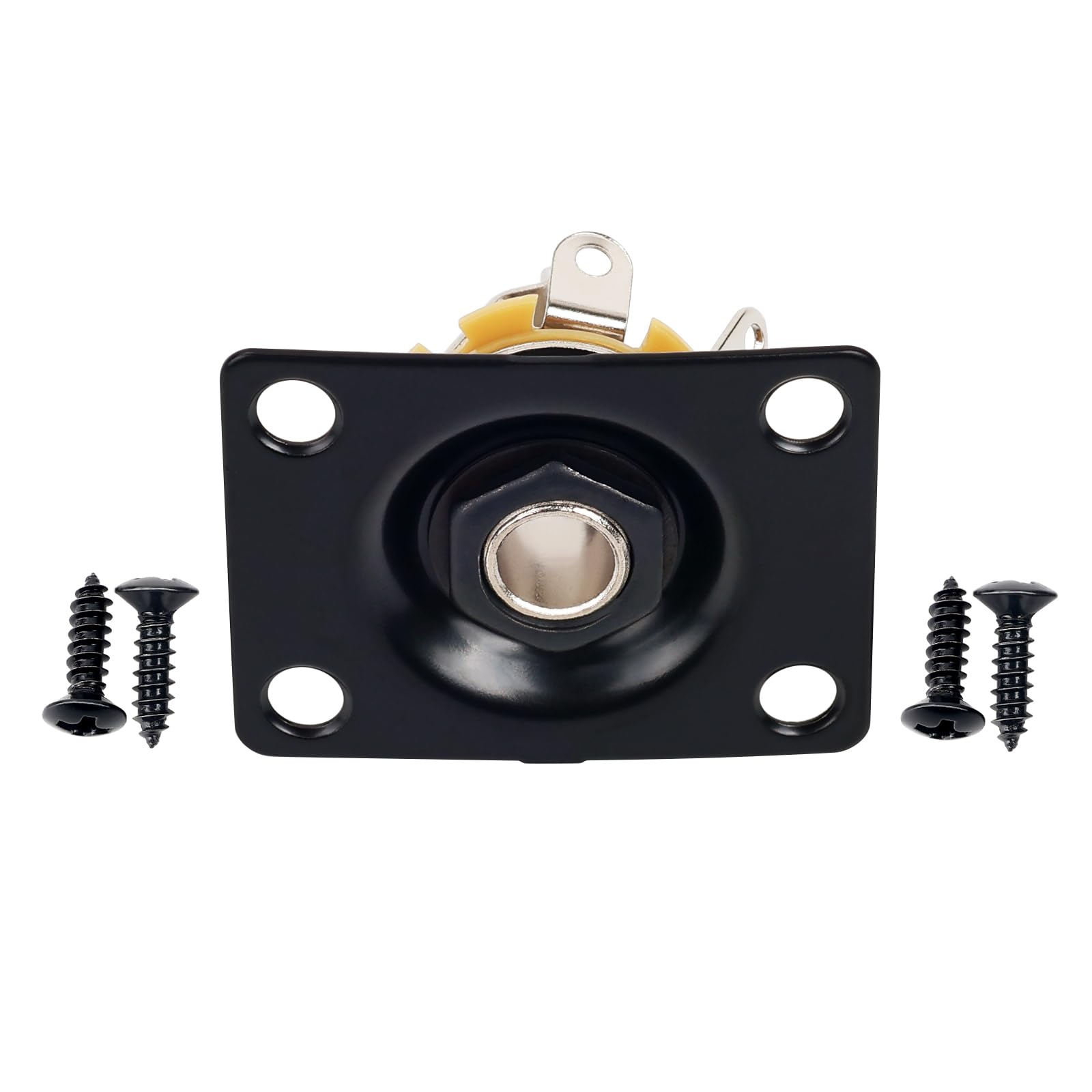 Banworks Rectangular Metal 6.35mm (1/4") Output Jack Plate Curved Base Bottom Input Jack Socket For Epiphone EPI LP Les Paul Electric Guitar Parts Accessories JT/CK-02 Black