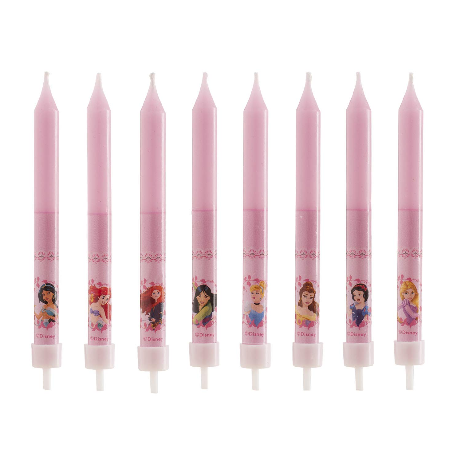 Dekora - 346175 Princesses Set of 8 Pink Wax Stick Candles 8 x 8 x 12 cm