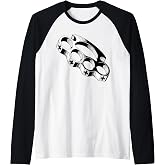 Brass Knuckles Blackwork Tattoo Flash Raglan Baseball Tee