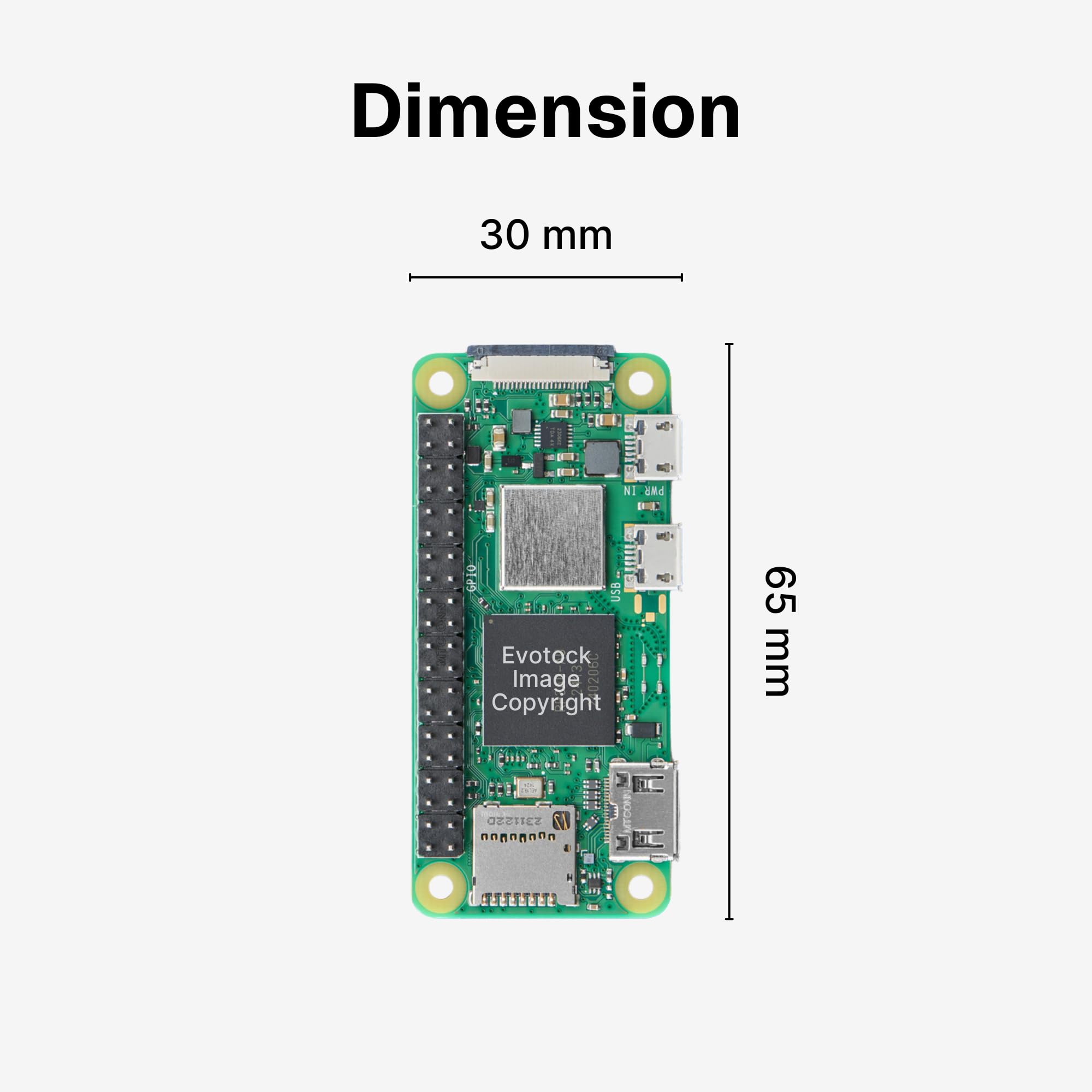 Pi Zero 2 WH - Pre Soldered Header, Quad-Core 1GHz CPU, 512MB RAM, Wi-Fi & Bluetooth, Mini HDMI, Micro USB, 40 GPIO, CSI Camera Port, 2023 Edition