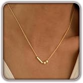 FISSEN JEWELRY Initial Necklace for Women Trendy, 14K Gold Plated Morse Code Necklace, A-Z Letter Pendant Custom Personalized Hypoallergenic Necklaces Fashion Accessories Gold Jewelry Gifts for Her