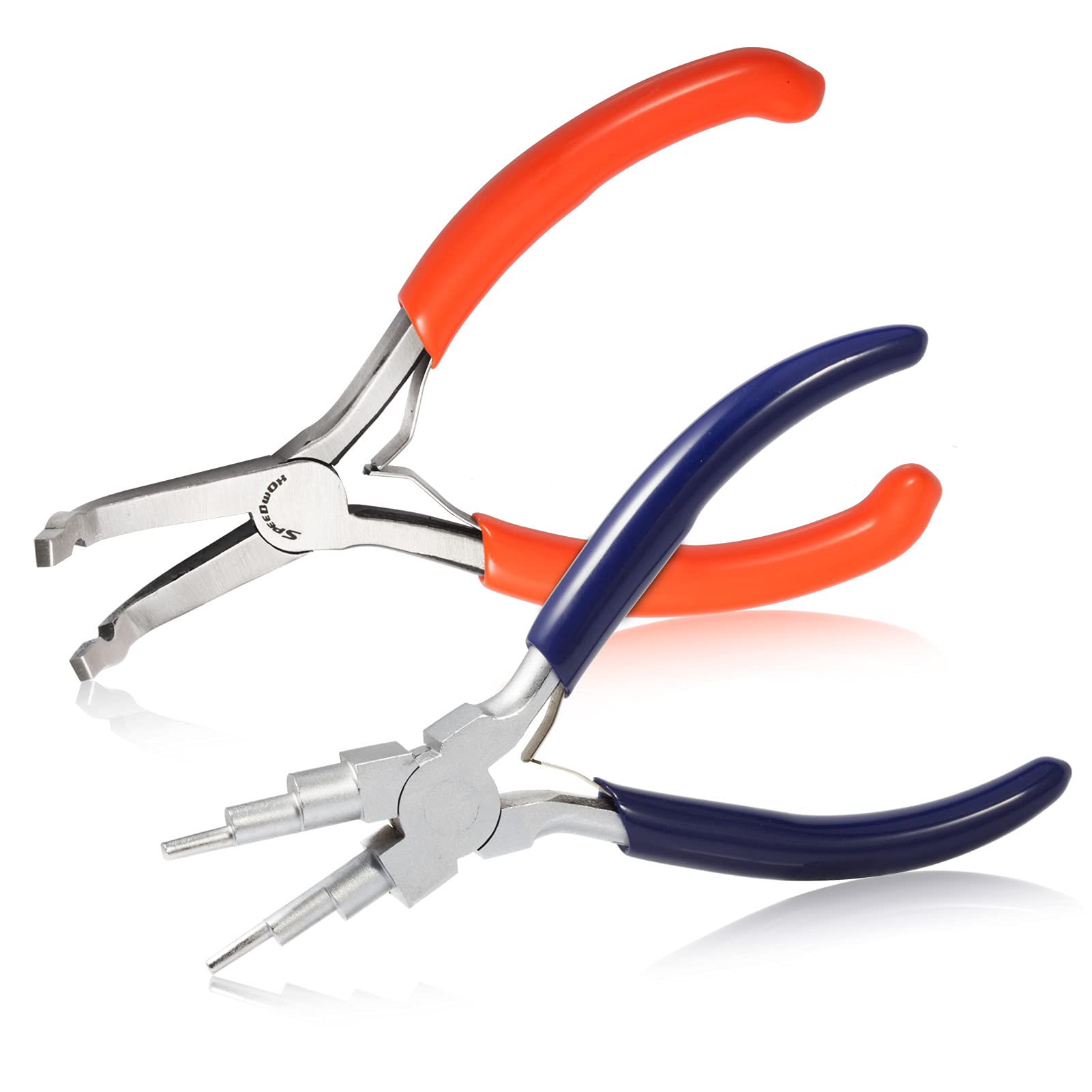 SPEEDWOX 2 Pcs Jewelry Pliers Set, 5-Inch Jewelry Crimp Pliers and 6-in-1 Bail Making Pliers, Tip Diameter 3-9mm, Wire Looping Pliers and Crimper for Jewelry Making and Crimping