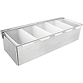 New Star Foodservice 48032 Stainless Steel Condiment Dispenser with 5 Compartments (No Ice Tray)