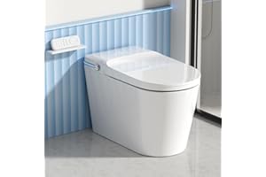 TDH Smart Toilet, One Piece Bidet for Bathrooms with Heated Bidet Toilet Seat & Foot Sensor Operation, Warm Water Sprayer & Dryer, Tankless Toilet with Remote Control