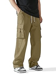 PLEPAN Cargo Pants for Men Drawstring Elastic Waist