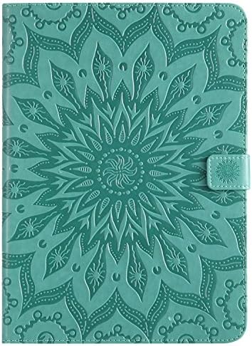 iPad 5th/6th Generation Wallet Case,Stingna Sunflower Embossed PU Leather Smart Cover Folio Stand Case with Auto Sleep/Wake Function for Apple iPad 9.7 Inch 2017/2018 (green)