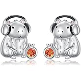HOOHWE Animal Earrings 925 Sterling Silver Capybaral Cow Bunny Stud Earring for Women Capybara Jewelry Animal Earrings Jewelry