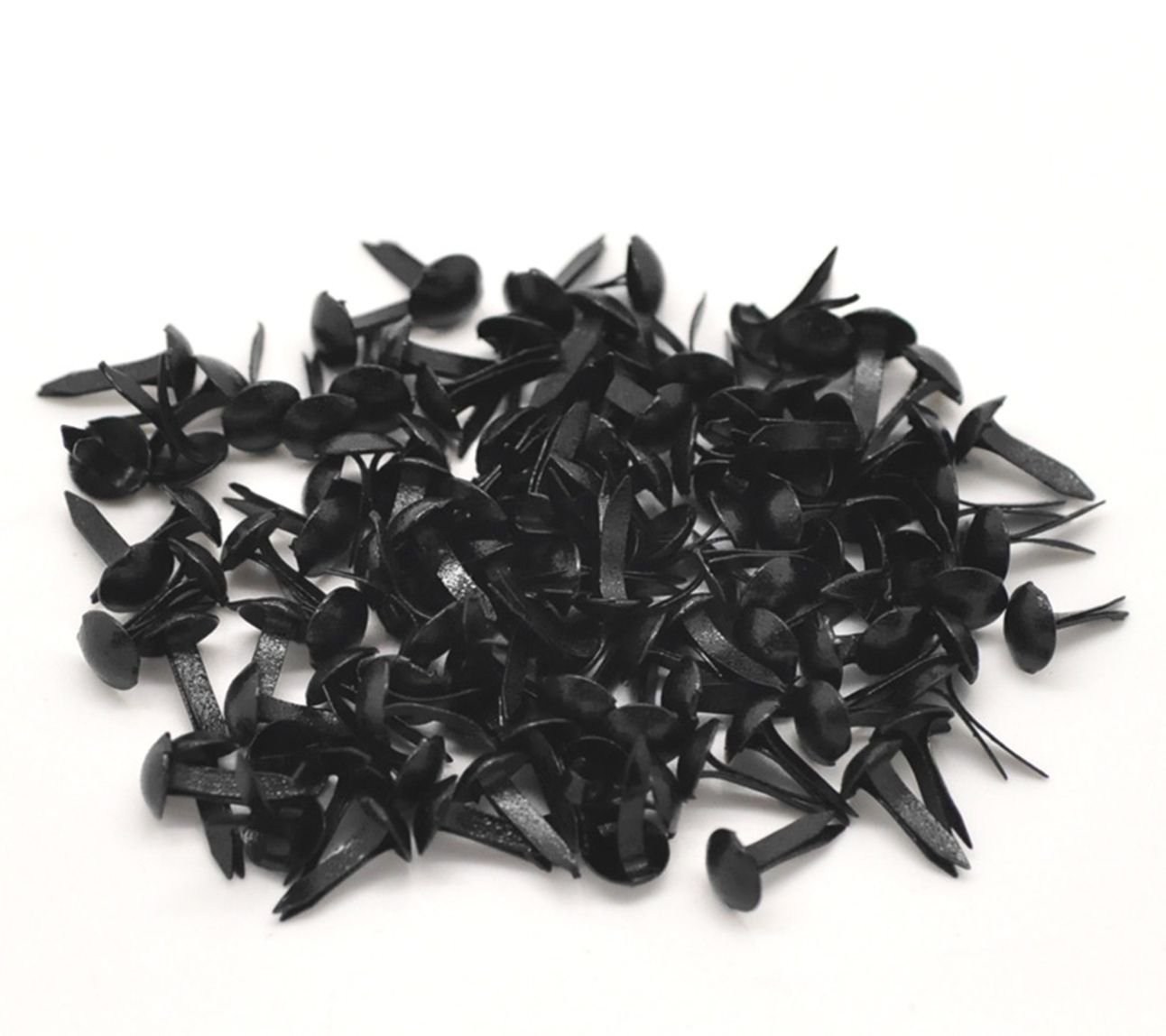 250 x Black Pastel Round 9mm x 5mm Bradlets (Brads). for Art and Card Making