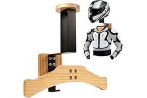 Yolowbaas Motorcycle Helmet Holder Wall Mount, Integrated 100lbs Heavy-Duty Steel Football Helmet Wall Mount Display, Solid Wood Tactical Helmet Stand, Motorcycle Helmet Rack Wall Mount, Helmet Hanger