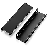 Home Expert 6 Pack Finger Pulls for Cabinets - 102mm/4in Hole Center Black Cabinet Handles Edge Pulls for Kitchen Drawer