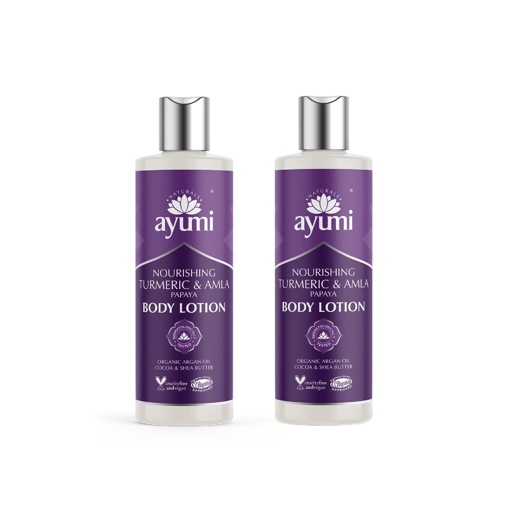 Ayumi Turmeric Body Lotion | Retinol Body Lotion | Hand Cream for Very Dry Hands | Vitamin C Body Cream | Foot Cream For Cracked Heels And Dry Skin | Body Moisturiser for Women & Men | 2 x 250 ml