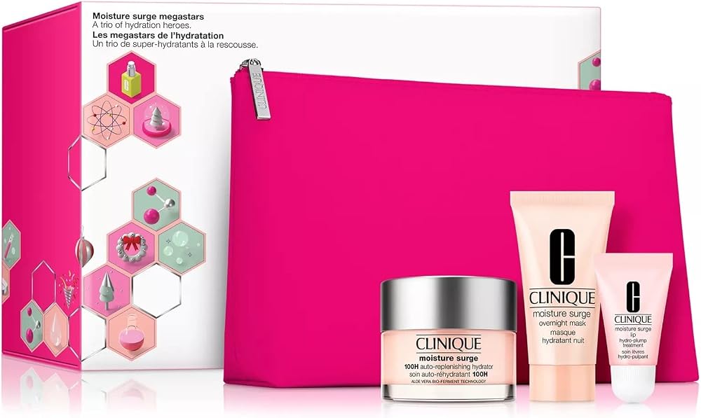 Clinique Moisture Surge Megastars Hydrating Skincare 3 Piece Gift Set Washbag
