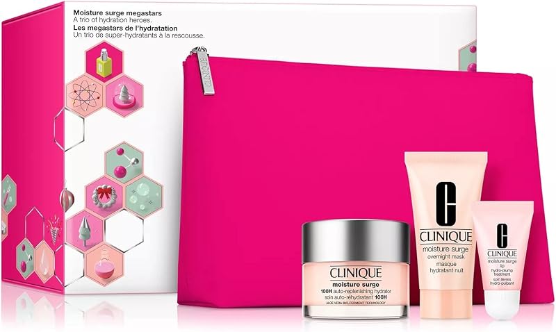 Clinique Moisture Surge Megastars Hydrating Skincare 3 Piece Gift Set Washbag