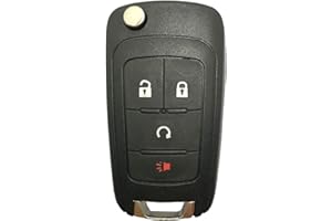 ARRUWEER Key Fob Case Shell Fit for GMC Chevrolet Chevy Equinox Sonic Trax Terrain 4 Buttons Replacement Flip Folding Smart Car Key Fob Cover with Uncut Blade Blank (4 Buttons Key Fob Shell)