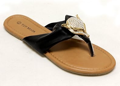 gold leather flip flops