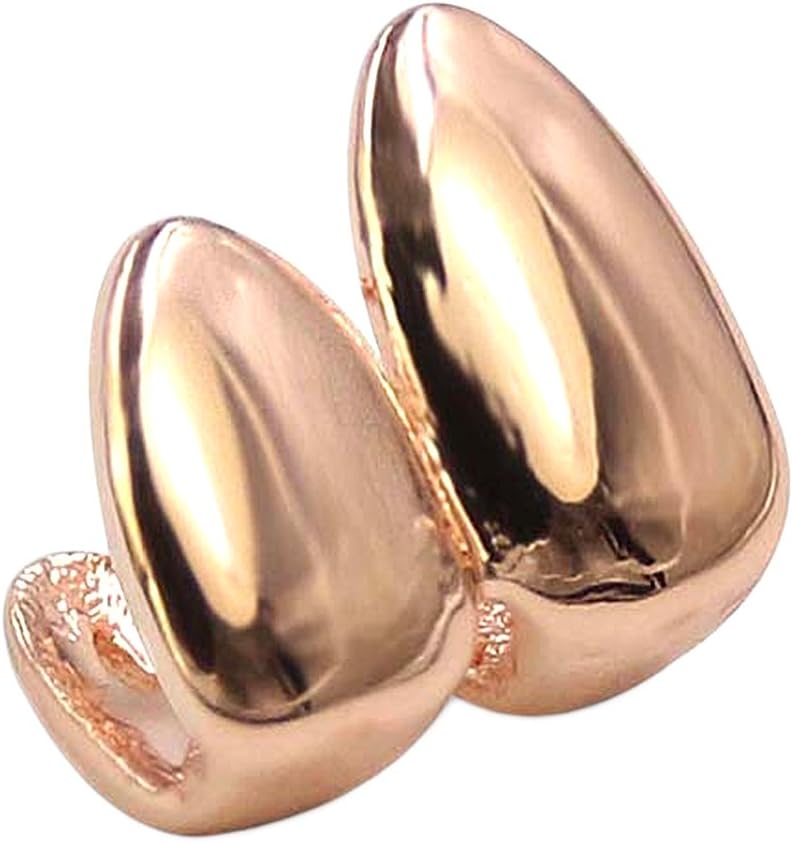 Vampire Top False Canine Teeth Caps Hip Hop Style Tooth Grill Denture Cap for Halloween Party Photo Accessories Rose Gold Plated