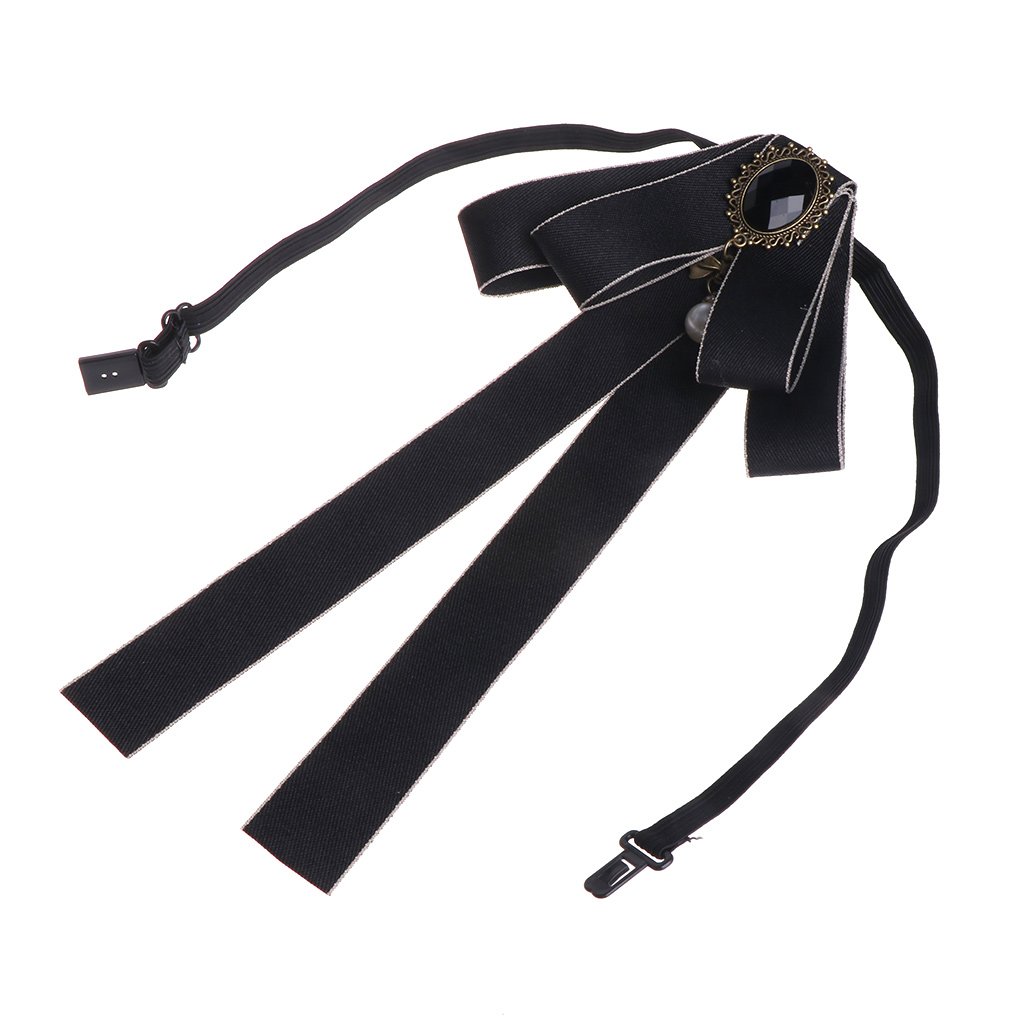 SimpleLife Men/Women Pre-Tied Neck Tie Brooch Pin Bow Tie Ribbon Long Large Bowknot Bow Tie Brooches With Necklace Patriotic Collar Jewelry Gift