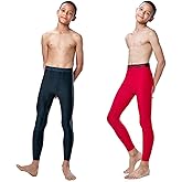 DEVOPS 2 Pack Youth & Boys Thermal Compression Baselayer Sport Tights Fleece Lined Pants & Long Sleeve Top