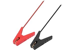 MEIRIYFA Battery Alligator Clips to 10AWG Bare Wire Crocodile Clamps 50A High Current Alligator Clips Cable for Power Stations Car Battery Emergency Hitch Rescue -11.8in/30cm