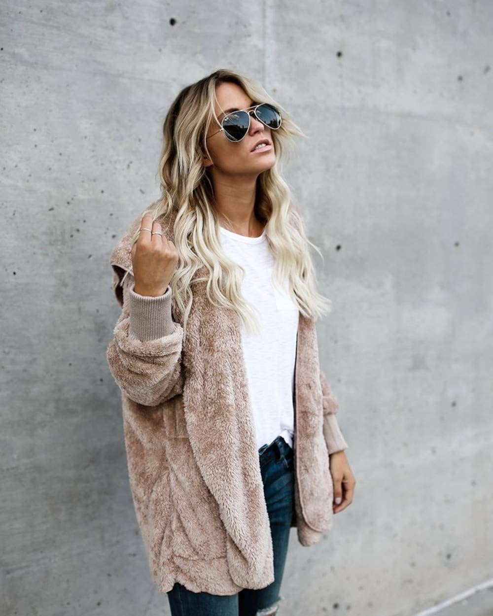 fuzzy cardigan coat