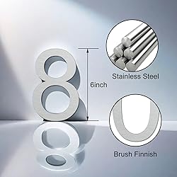 Self Adhesive House Numbers - 6 Inch Stainless