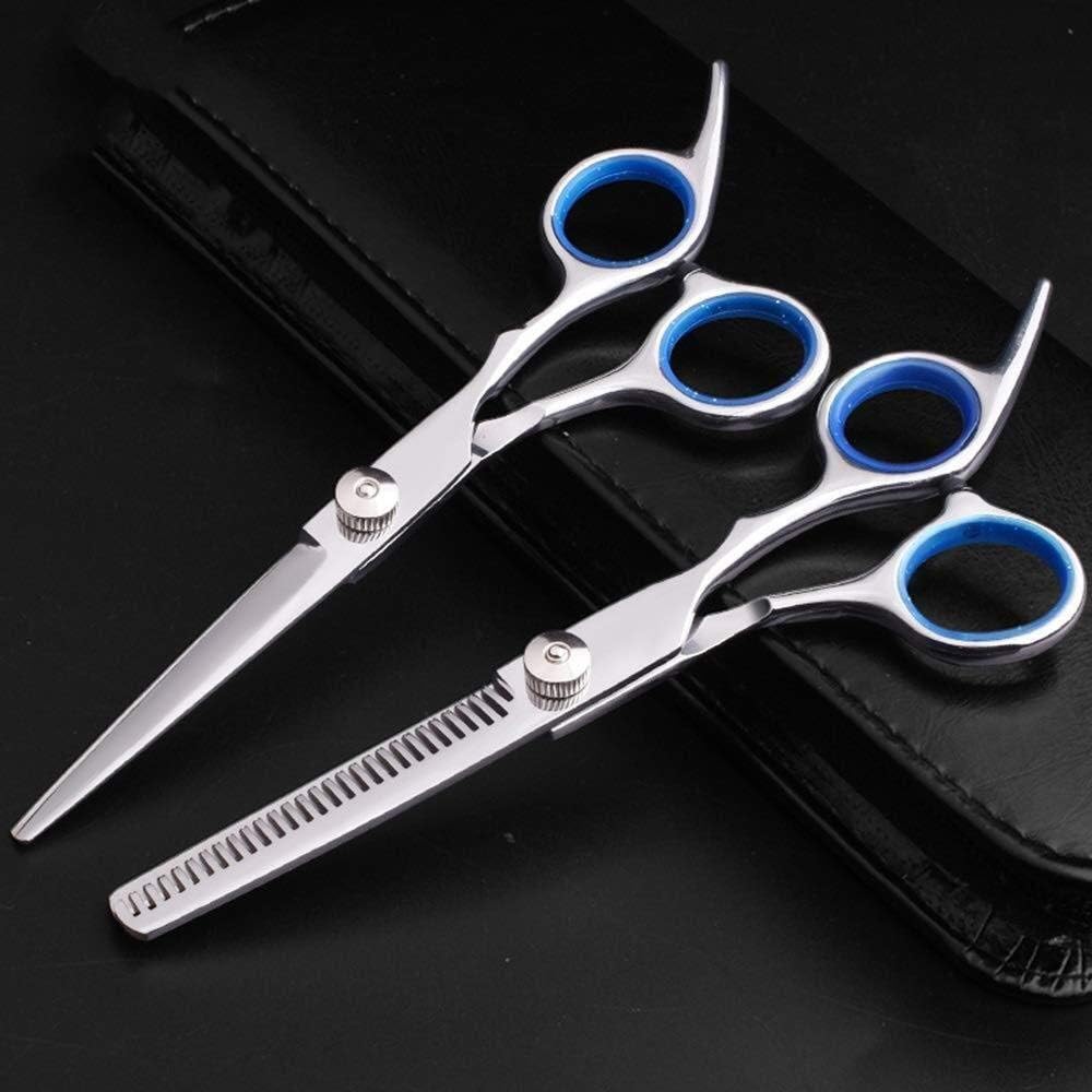 ZWJ-JJ 6-inch Barber Professional Flat + Tooth Scissors Set, Family Children Bangs Cut Thin Hairdressing Scissors Set Scissors (Color : Blue)