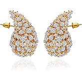 Hollow Rhinestone Chunky Hoop Earrings Gold Crystal Teardrop Earrings for Women Fashion Jewelry for Women Gift