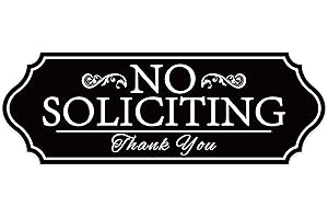 LUHIMO No Soliciting Sign Sticker for Front Door, Self-Adhesive Modern No Solicitors Sign for Home, Weatherproof and UV Resistant No Solicitation Signs for House, Business, Office, Door, Window (White)