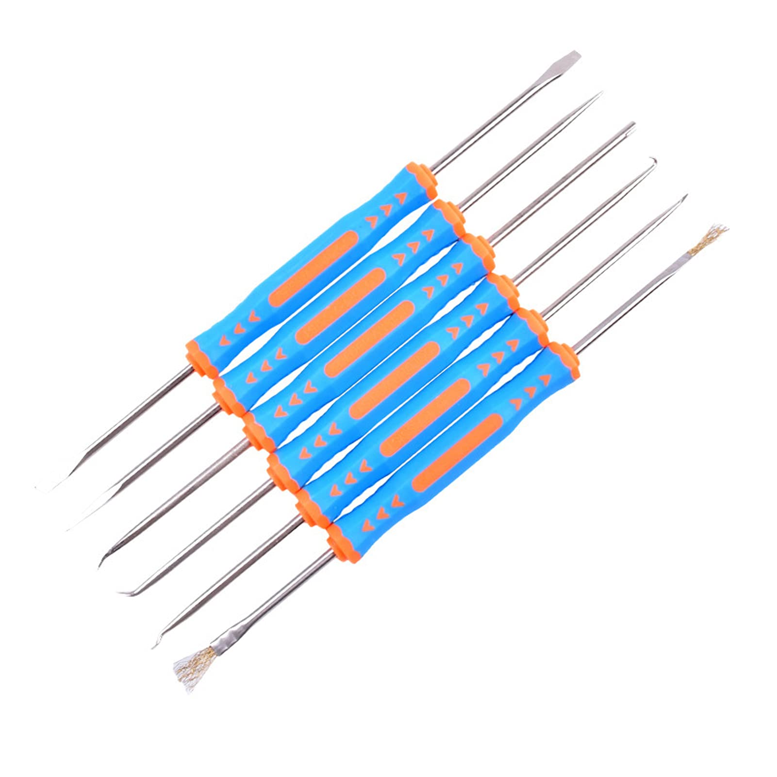 BOROCO 6pcs Welding Aids Circuit Board Welding Tool Set Circuit Board Cleaner Brass Brush Solder Repair PCB Board Auxiliary Cleaning Kits Dual-Sided(Blue)