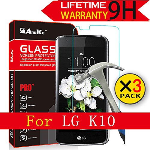 Lg k10 glass screen protector,(lg premier lte ) [3 pack] [not fit…