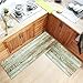 Kitchen Floor Comfort Mat Set, HiiARug Anti Fatigue Standing Mats 2-Pack Kitchen Runner and Rug Waterproof Oil Proof Ergonomic PU Leather Cushioned Kitchen Rug Set (Wood Pattern2, 18