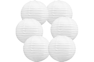 METANY (6 Packs) 12-Inch White Paper Lanterns Decorative Chinese/Japanese Hanging Round Paper Lanterns Lamp for Birthday, Wedding, Christmas Xmas, Bridal, Home Decor, Party Decoration (round)