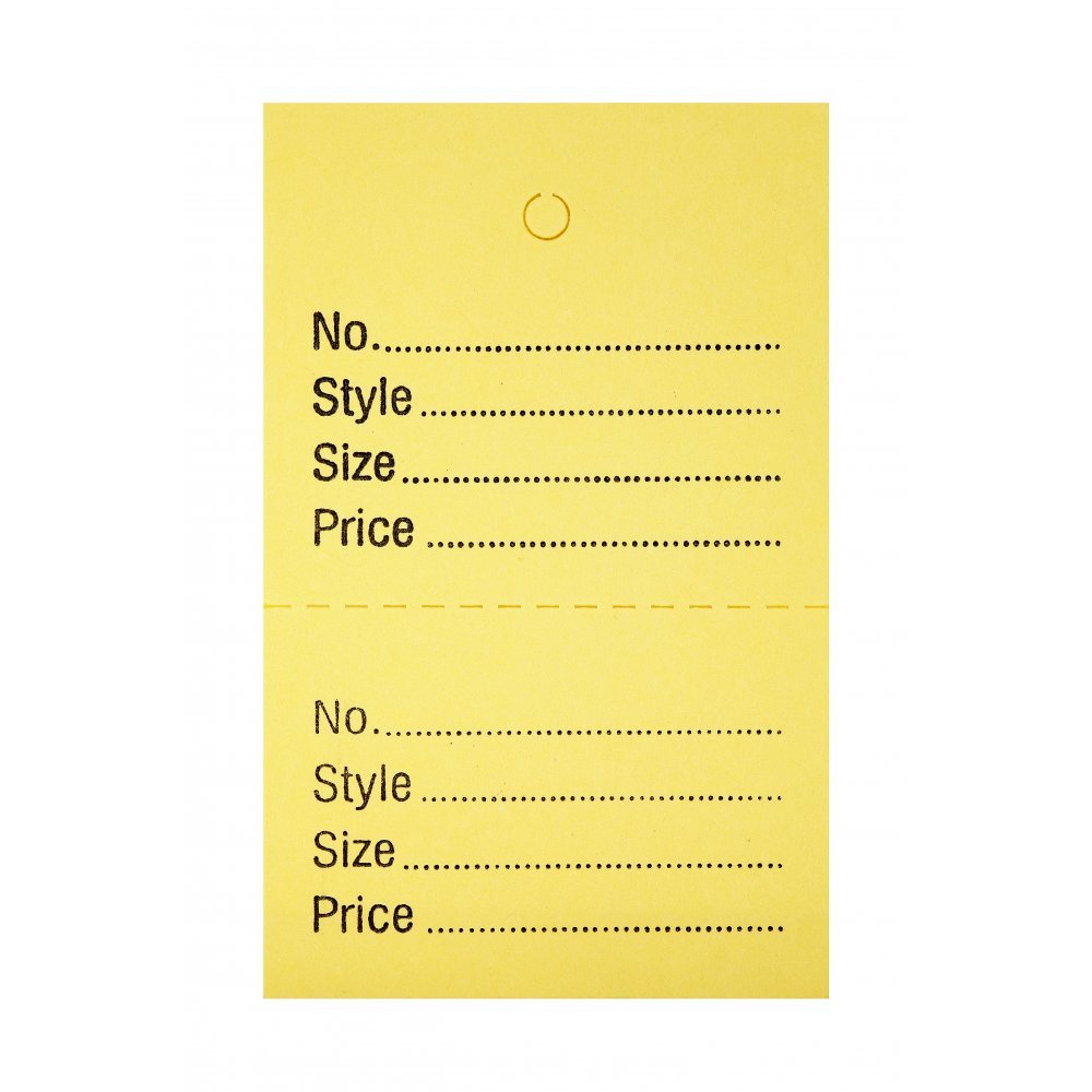 1000x UNSTRUNG Yellow Perforated Clothes/Garment Reference Stock Ticket/Tags/Labels P