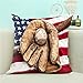 oFloral American Flag Throw Pillow Covers with Baseball Glove Retro Home Decorative Pillow Case Square Cushion Cover for Sofa Bed Chair Couch Decoration 18 x 18 Inch Brown Blue White Red