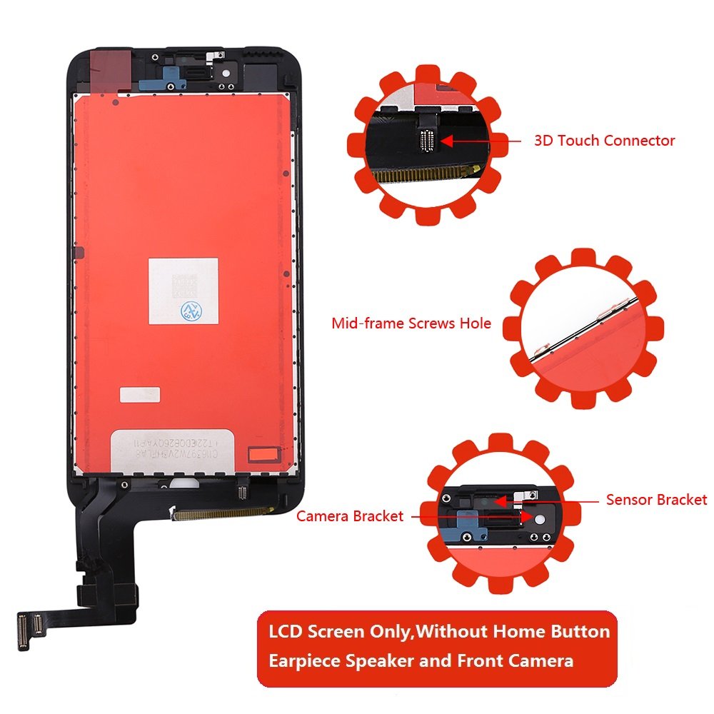 USlansis iPhone 8 Plus Screen Replacement 3D Touch Screen Glass Digitizer Frame Assembly Set with Tempered Glass Screen Protector + Repair Tools + Instruction (5.5 Inch Black)