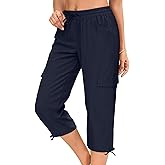 HOTGIFT Women Capris Cargo Pants 2026 Summer Hiking Pants Casual Lightweight Outdoor Quick Dry with 6 Pockets