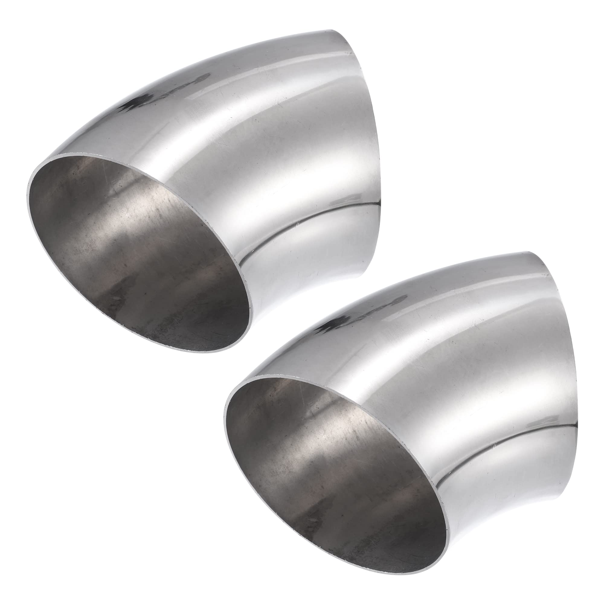 Photo 1 of X AUTOHAUX 2pcs OD 4 Inch 45 Degree SS304 Stainless Steel Bend Tube Exhaust Elbow Pipe for Car Modified Exhaust System 4" Piping Silver Tone