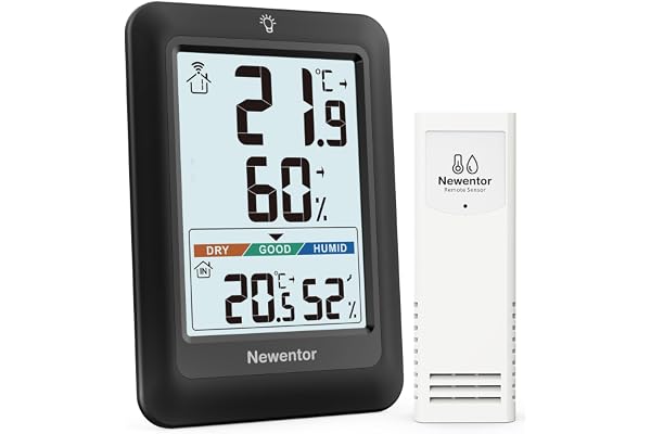 Newentor Indoor Outdoor Thermometer Wireless, Outside Inside Thermometers with Comfort Indicator, 4in Remote Temperature Moni