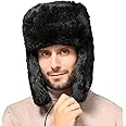 NWSTESLE Mens Fur Hat Ushanka Russian Hat Winter Trapper Hat for Mens with Earflap