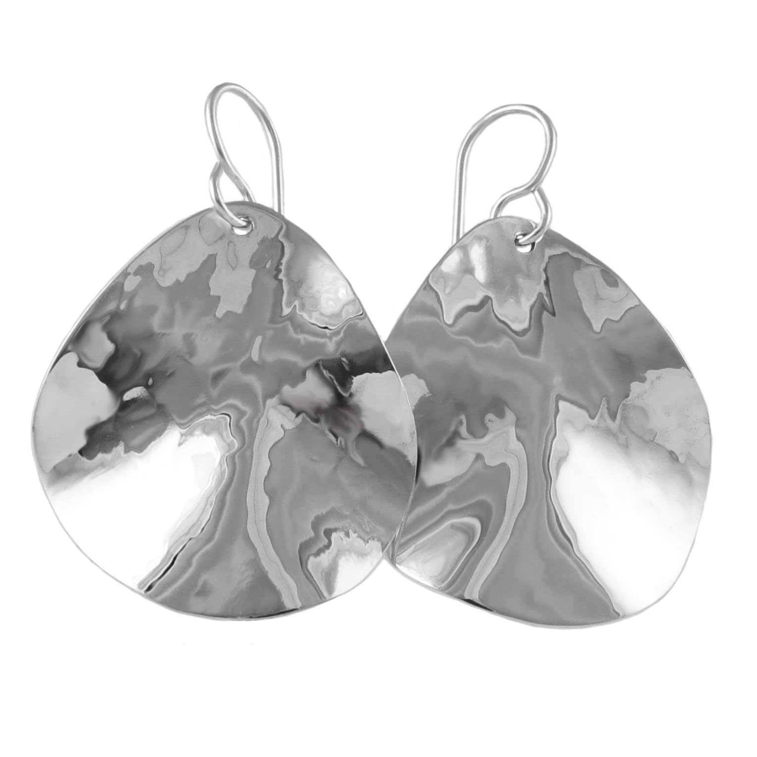 Large Hammered Solid 925 Silver Drop Earrings Handmade Jewellery