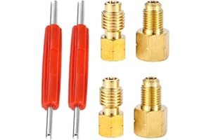 Mtsooning 4PCS R1234yf Vacuum Pump Adapter,1/4'' SAE Female FL x 1/2" LH-Male & 1/2" LH Female x 1/4" SAE FL Male,Refrigerant Tank Adapter with Valve Core Remover for Air Conditioner HVAC Conversion