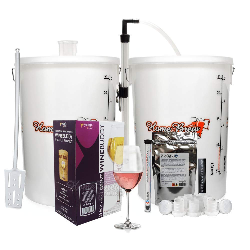 Home Brew Online 30 Bottle Wine Starter Kit with WineBuddy White